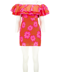Rhode Resort Luxury floral Linen Ruffle mini  Dress UK 4