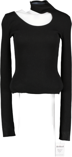 Petar Petrov Black Fitz Cutout Ribbed Silk Top UK S