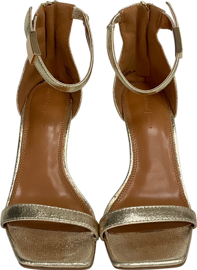 River Island Metallic Gold Wide Fit Clasp Heeled Sandals UK 3 EU 36 👠