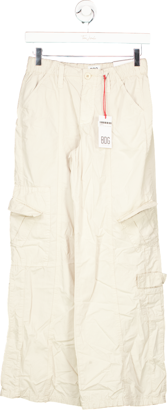 BDG Cream Y2K Cargo Low Rise Utility Styling Relaxed Fit Trousers XS
