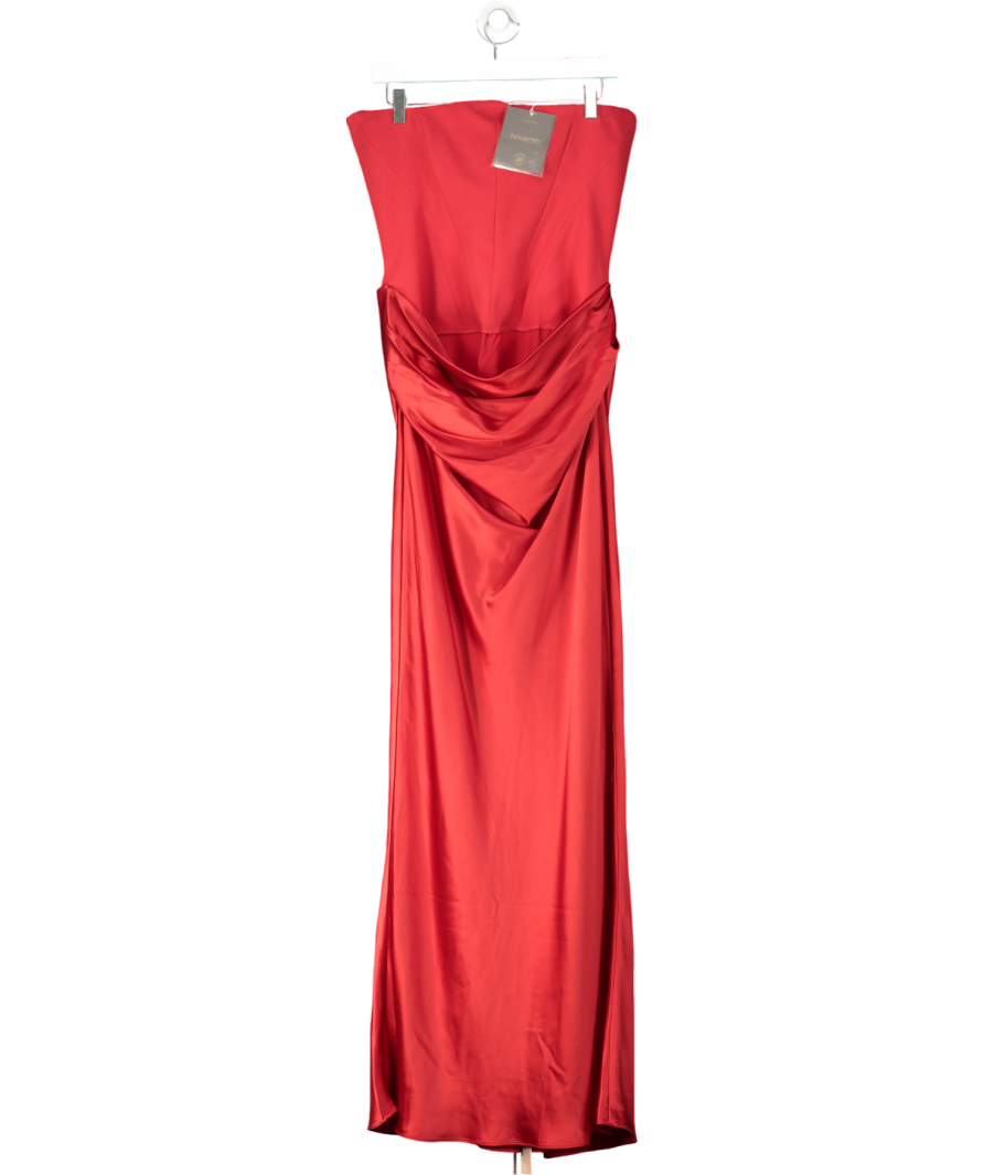 House of CB Red Persephone Corseted Woven Maxi Dress UK L