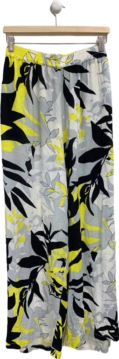 Ulla Popken Yellow Black Floral Wide Leg Trousers UK 24-26