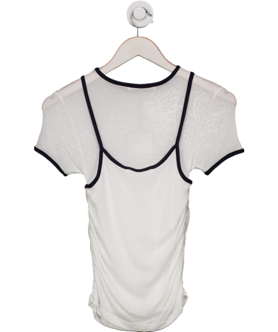 Pull&Bear White Contrast Double Layered Tshirt UK S
