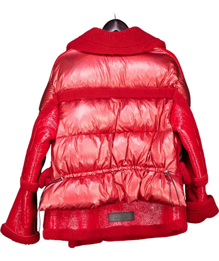 Nicole Beniste Red Montaigne Shearling Puffer Jacket UK S