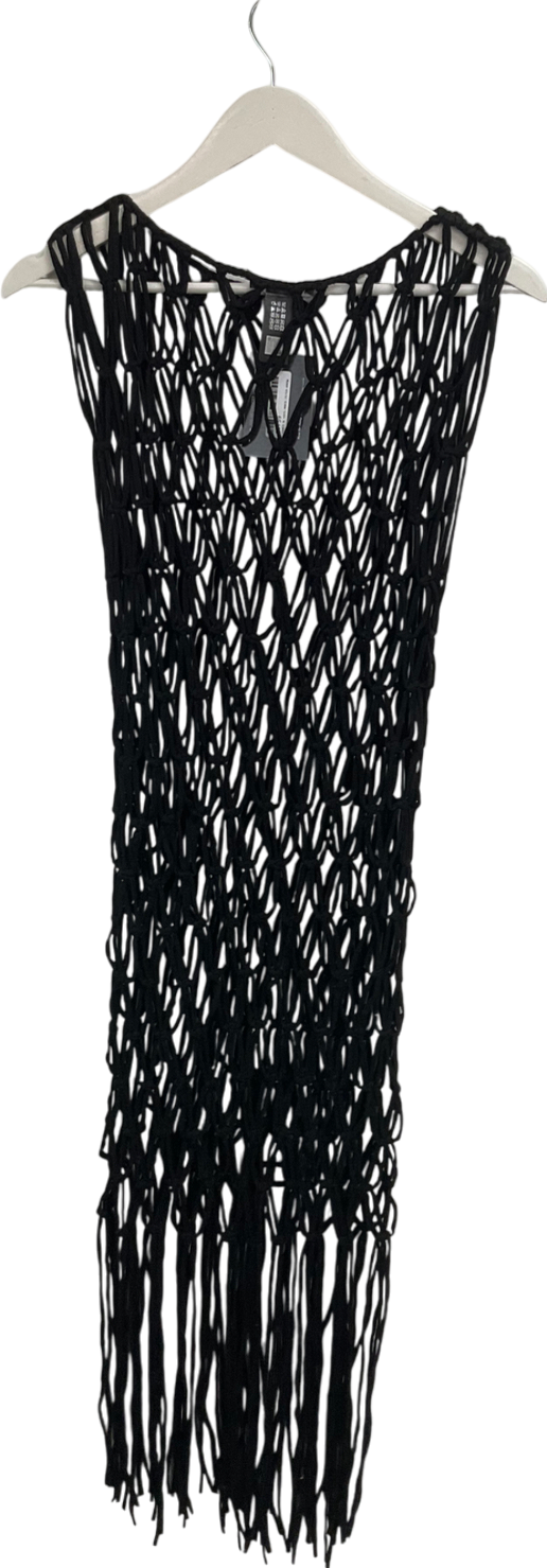 ZARA Black Open Crochet Dress UK M