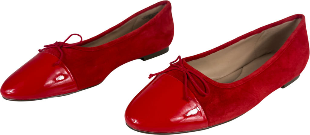 TALBOTS Red Ansly Suede Patent Leather Ballet Flats UK 7.5 EU 40.5