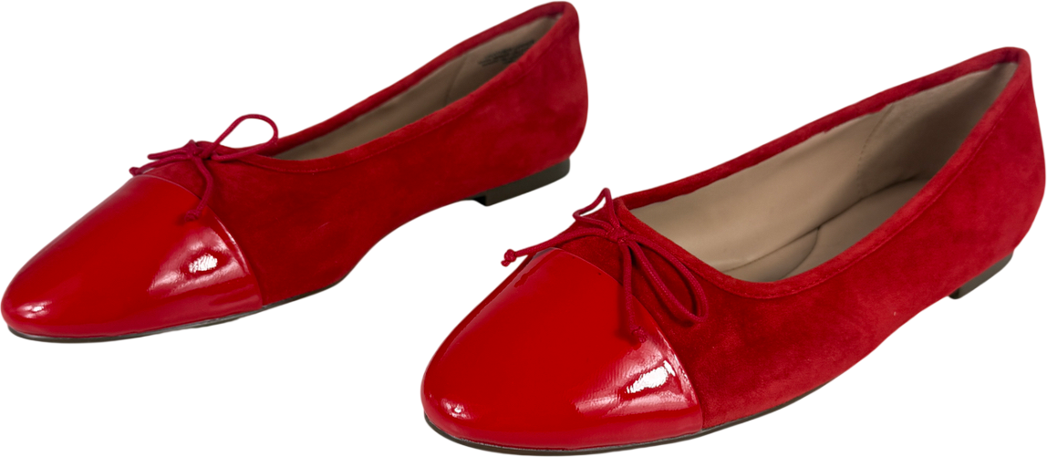 TALBOTS Red Ansly Suede Patent Leather Ballet Flats UK 7.5 EU 40.5