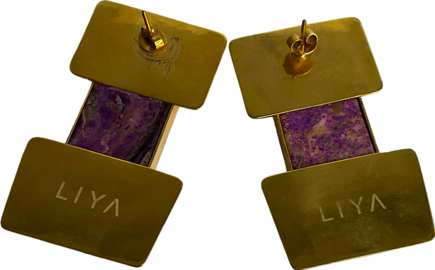 Liya Jewelery Gold And Purple Earrings