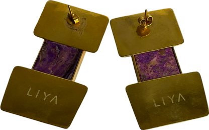 Liya Jewelery Gold And Purple Earrings