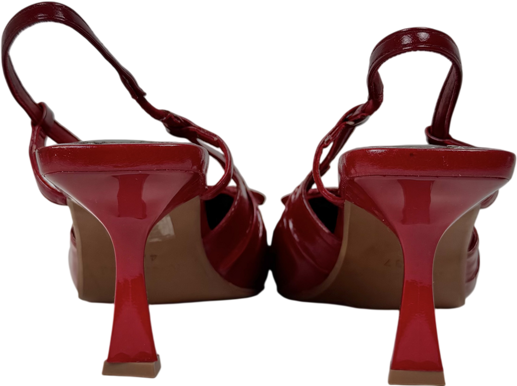 River Island Red Ruched Bow Court Heels UK 4 EU 37 👠