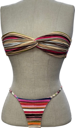 Bamba Swim Multicoloured Multicoured Stripe Ursula/bahama 2-piece Thong Bikini Set UK S