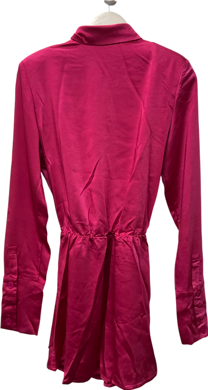 SLA the label Pink Alma Satin Button Up Dress UK S