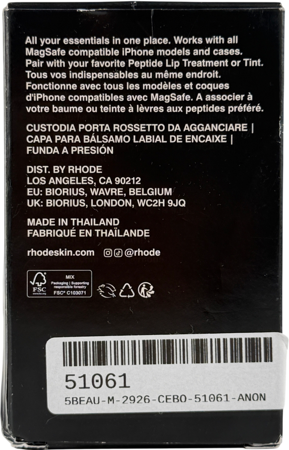 Rhode Black Snap-on Lip Case Lip Holder With Magsafe One Size