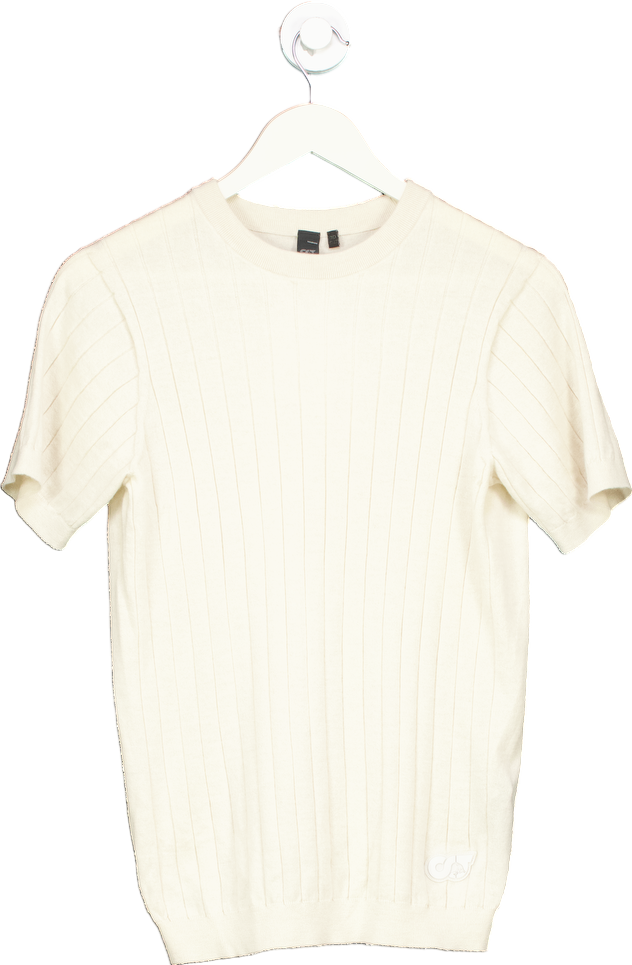 Alphatauri Cream 3D Knit Short Sleeve Sweater UK S