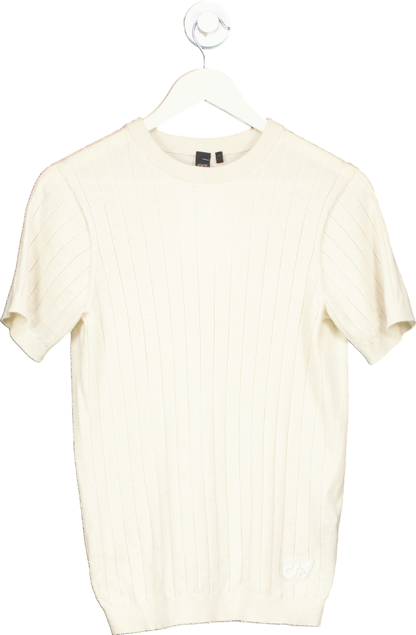 Alphatauri Cream 3D Knit Short Sleeve Sweater UK S