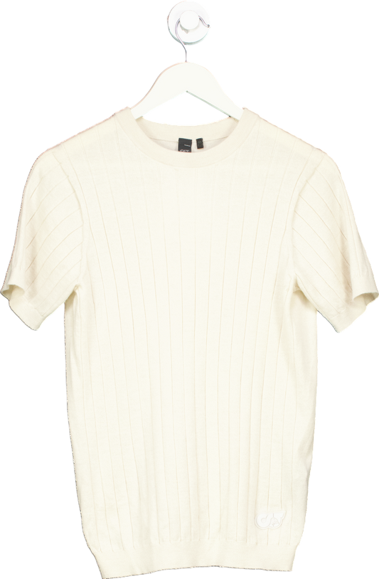 Alphatauri Cream 3D Knit Short Sleeve Sweater UK S