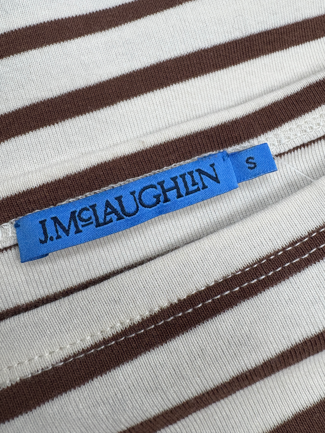 J McLaughlin Beige Striped Long Sleeve Top UK S