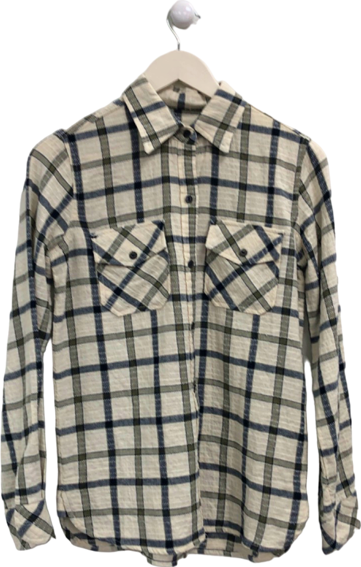 Current Elliot Beige/Blue Plaid Flannel Shirt