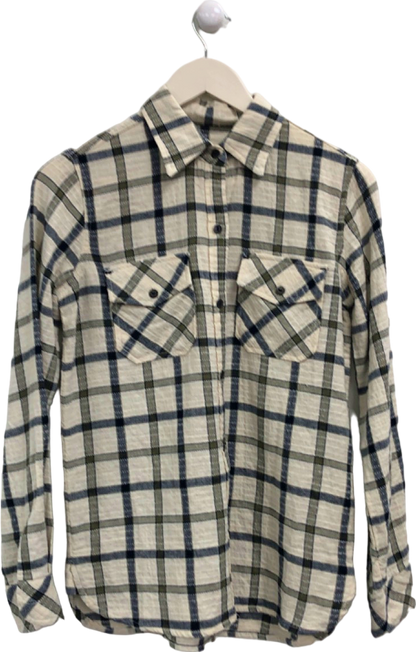 Current Elliot Beige/Blue Plaid Flannel Shirt