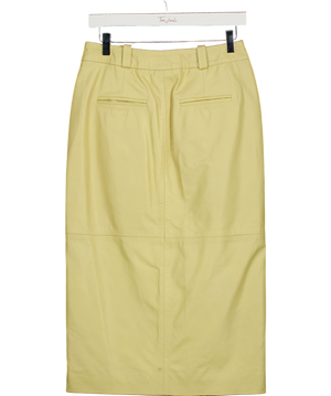 Karen Millen Yellow Leather Tailored Pencil Midi Skirt UK 8