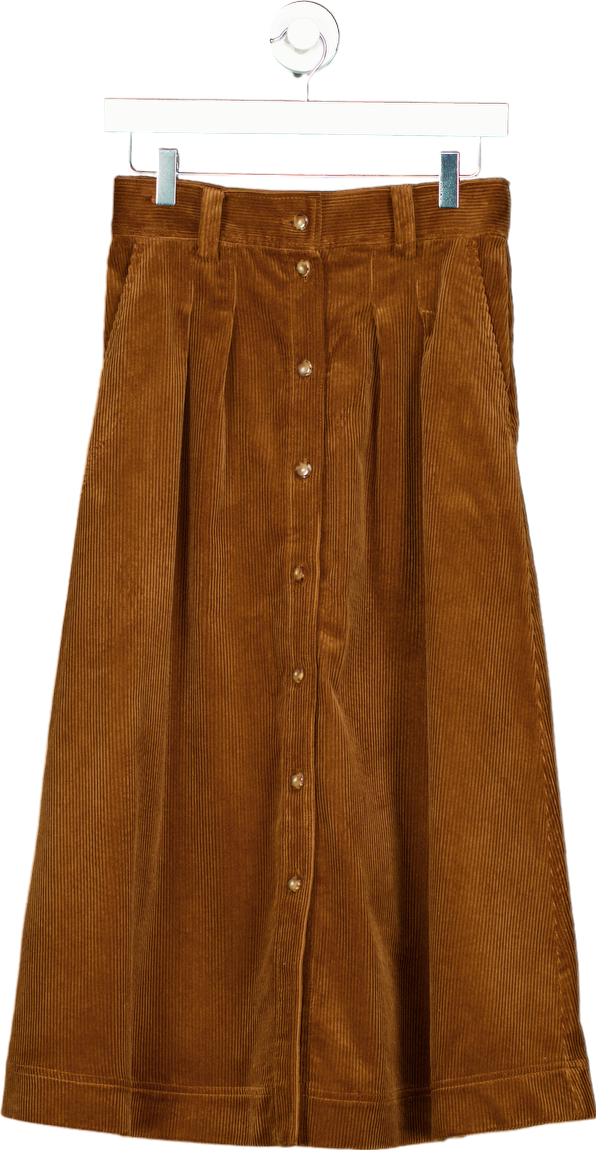 Sézane Brown Corduroy Midi Skirt UK M