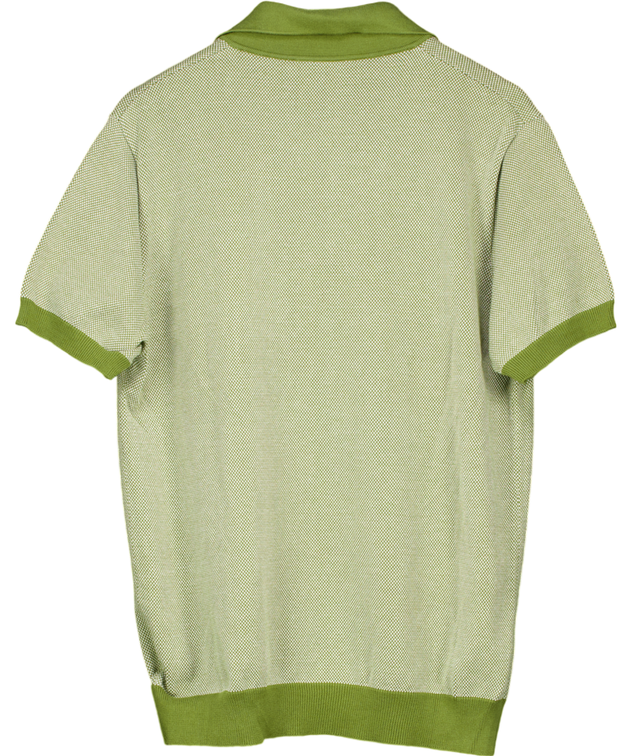 Mr P Green Honeycomb Knit Organic Cotton Polo Shirt UK M