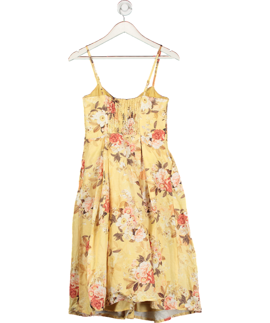 FOREVER NEW Yellow Floral Linen Blend Dress UK 10