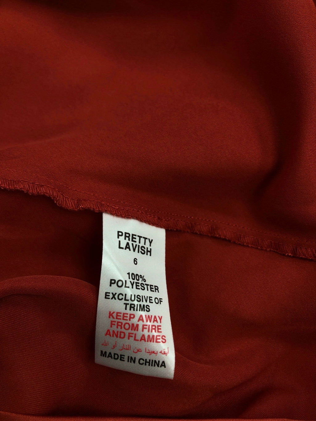 Pretty Lavish Red Halter Neck Midi Dress UK 6