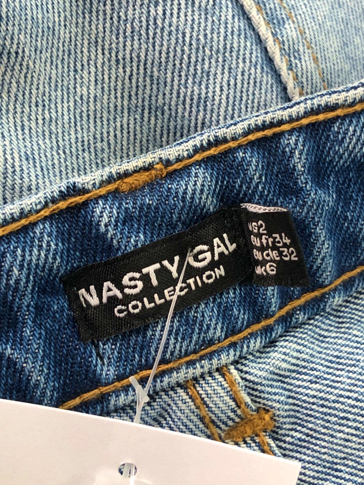 Nasty Gal Blue Ripped High Waist Jeans UK 6