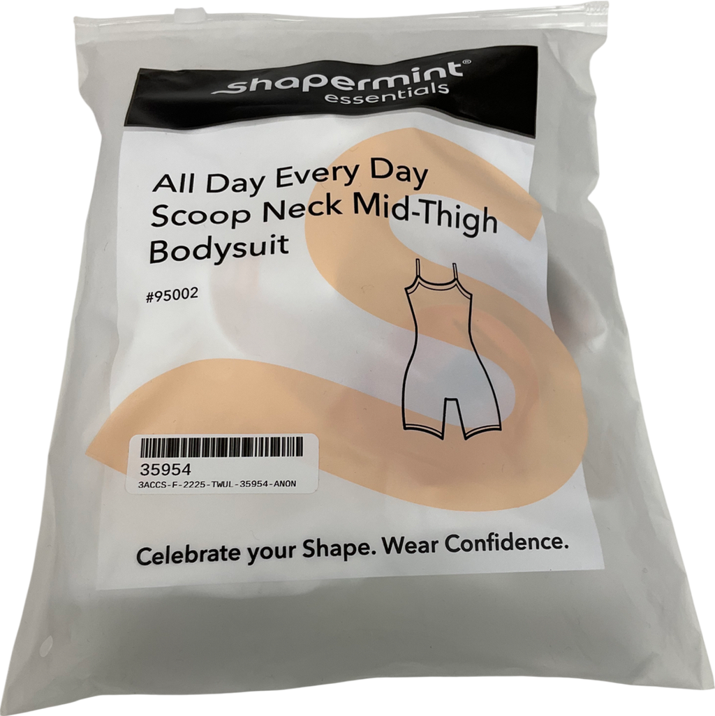 shopermint White All Day Every Day Scoop Neck Mid-thigh Bodysuit UK L