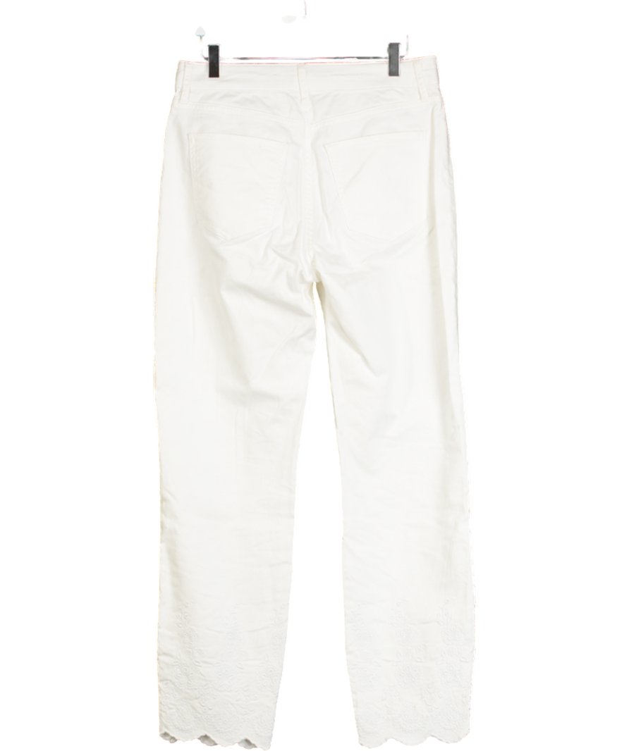 Boden White Slim Straight Leg Embroidered Jeans Tall Fit UK 12