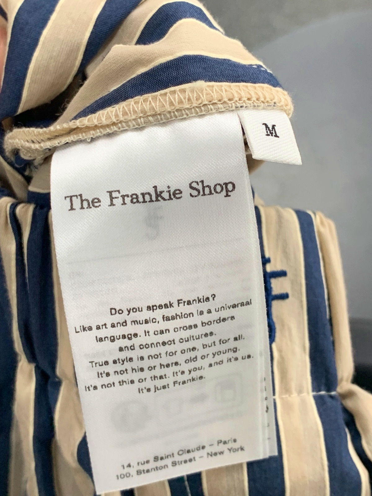 The Frankie Shop Navy Beige Striped Shirt and Shorts Set UK M