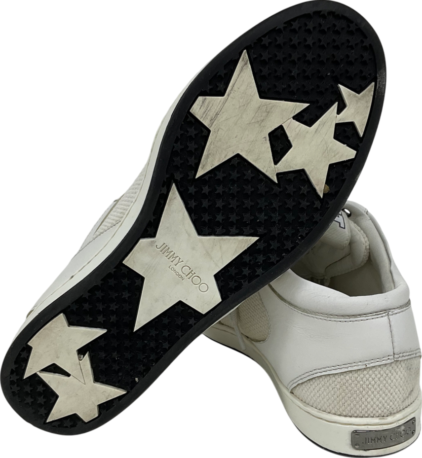 Jimmy Choo Miami White Leather Logo Tag Trainers UK 3 EU 36 👠