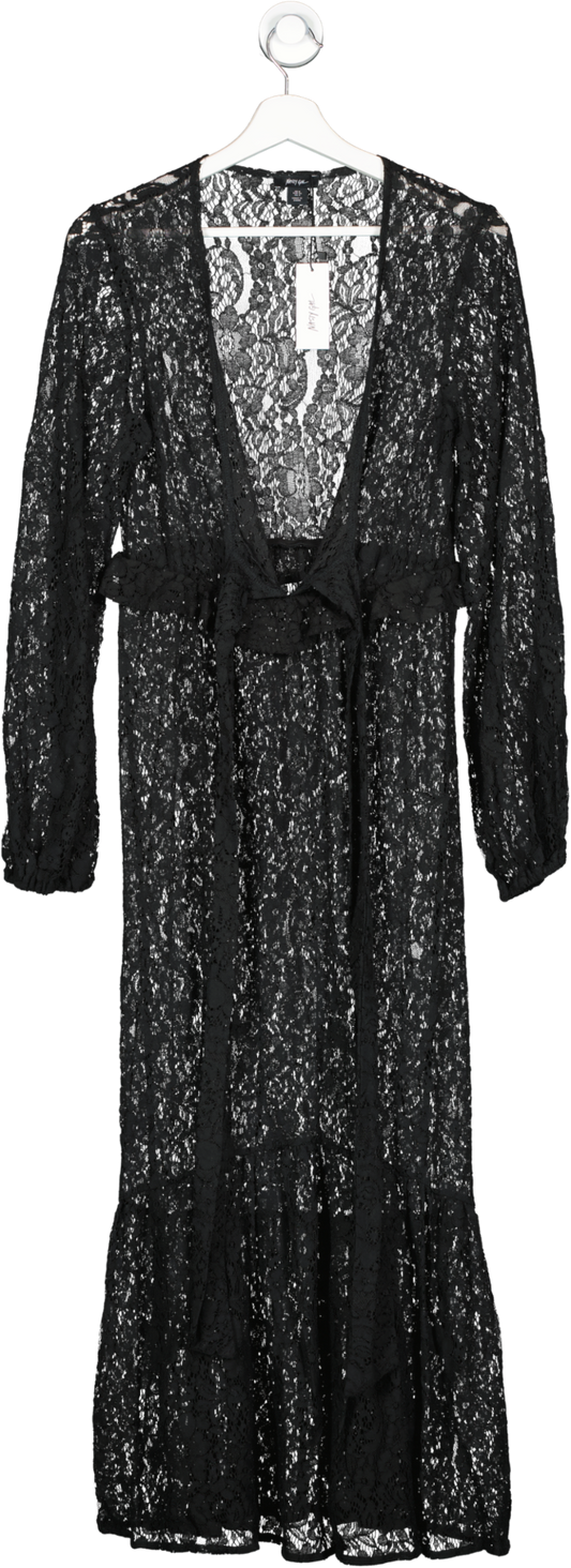 Nasty Gal Black Lace Knot Front Maxi Dress UK 8