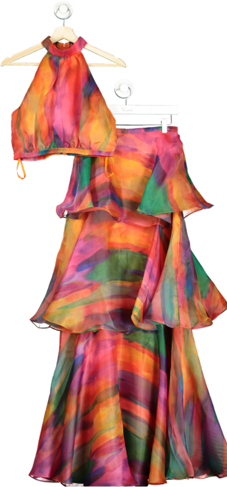 Yaura Multicolour Faari Skirt & Top set in Aquarelle UK 10