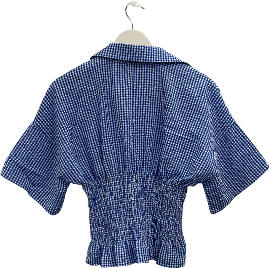 Insta Girl Blue Gingham Short Sleeve Blouse UK S