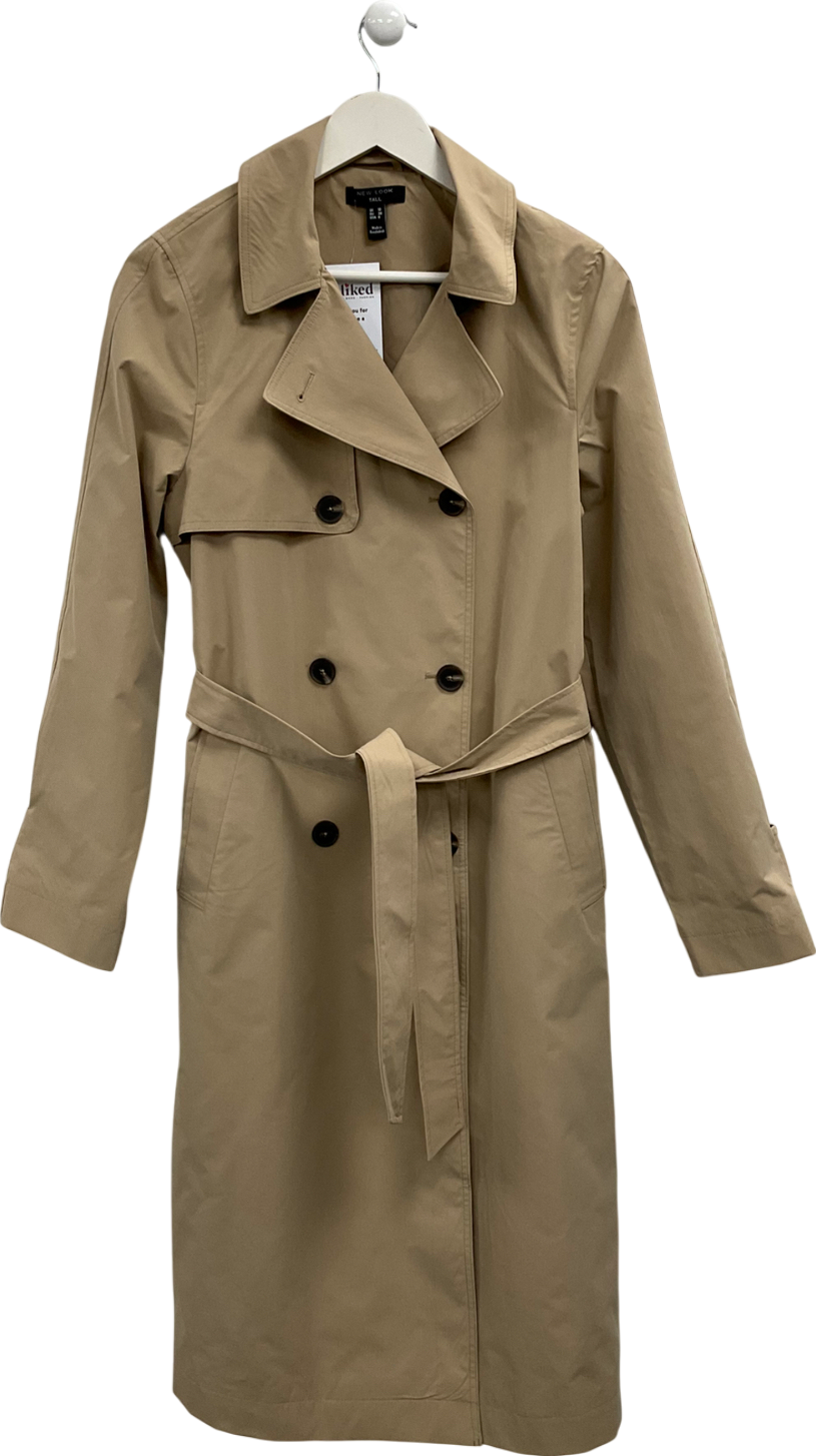 New Look Beige Tall Double Breasted Mac Coat UK 10