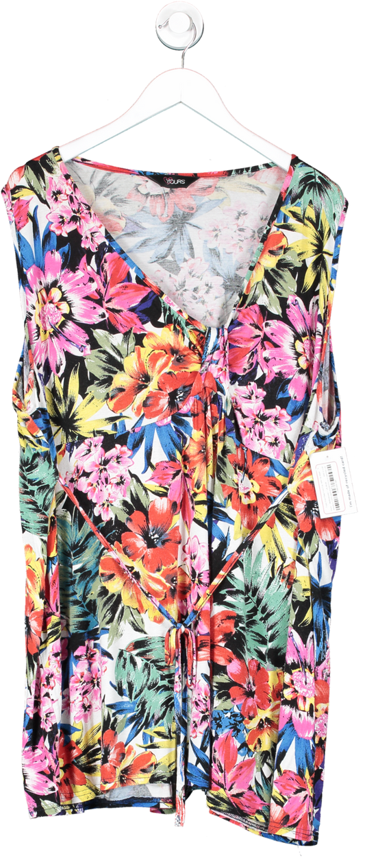 Yours Multicoloured Tropic Print Pleat Front Top  With Tie Waist UK 26-28