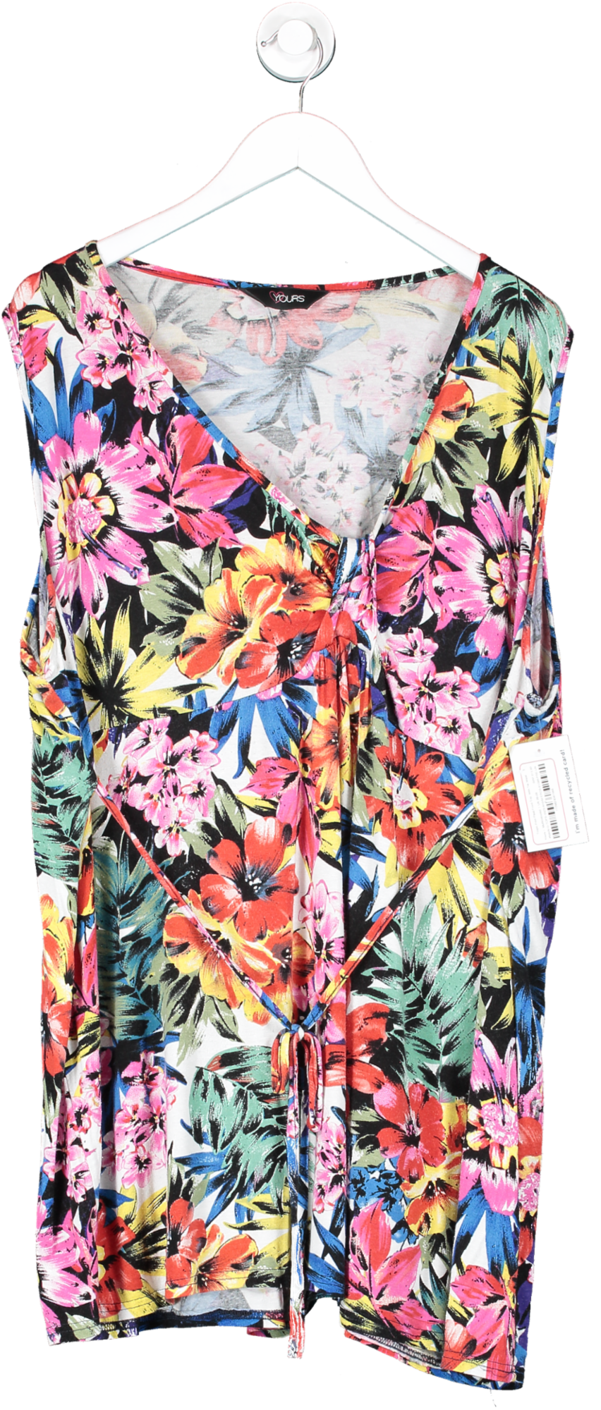 Yours Multicoloured Tropic Print Pleat Front Top  With Tie Waist UK 26-28