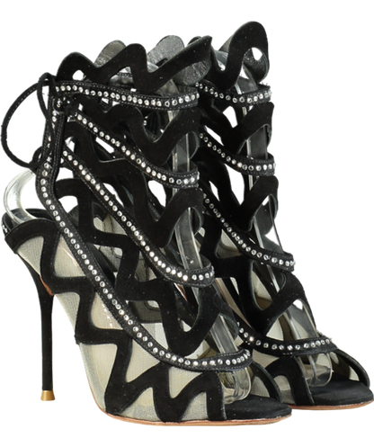 Sophia Webster Black Suede And Mesh Mila Cage Sandals UK 3 EU 36 👠