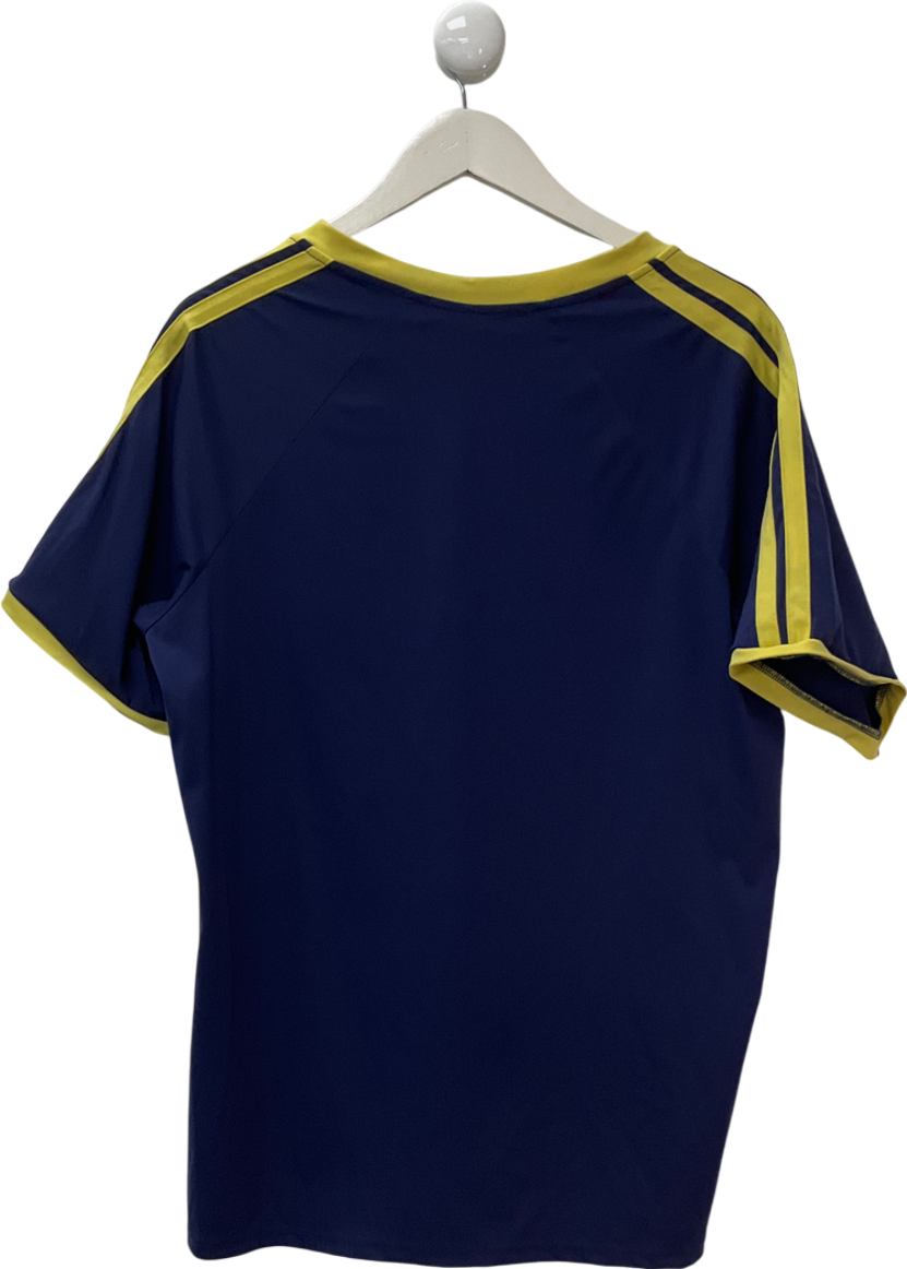 Lioness Blue V Neck Sports Jersey Top In Navy With Yellow Contrast Trims UK S