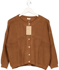 The Simple Folk "the Chunky Knit" 100% Organic Cotton Oversize Cardigan In Mocha Brown UK 4