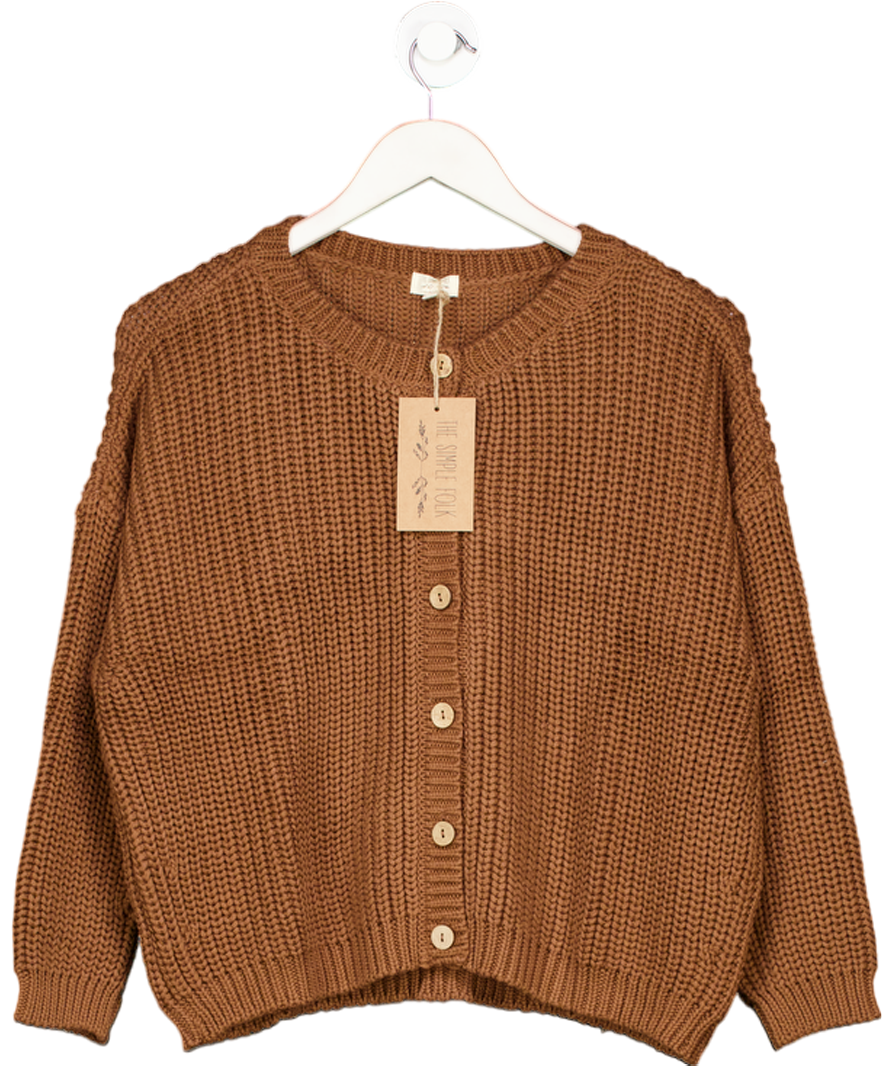 The Simple Folk "the Chunky Knit" 100% Organic Cotton Oversize Cardigan In Mocha Brown UK 4