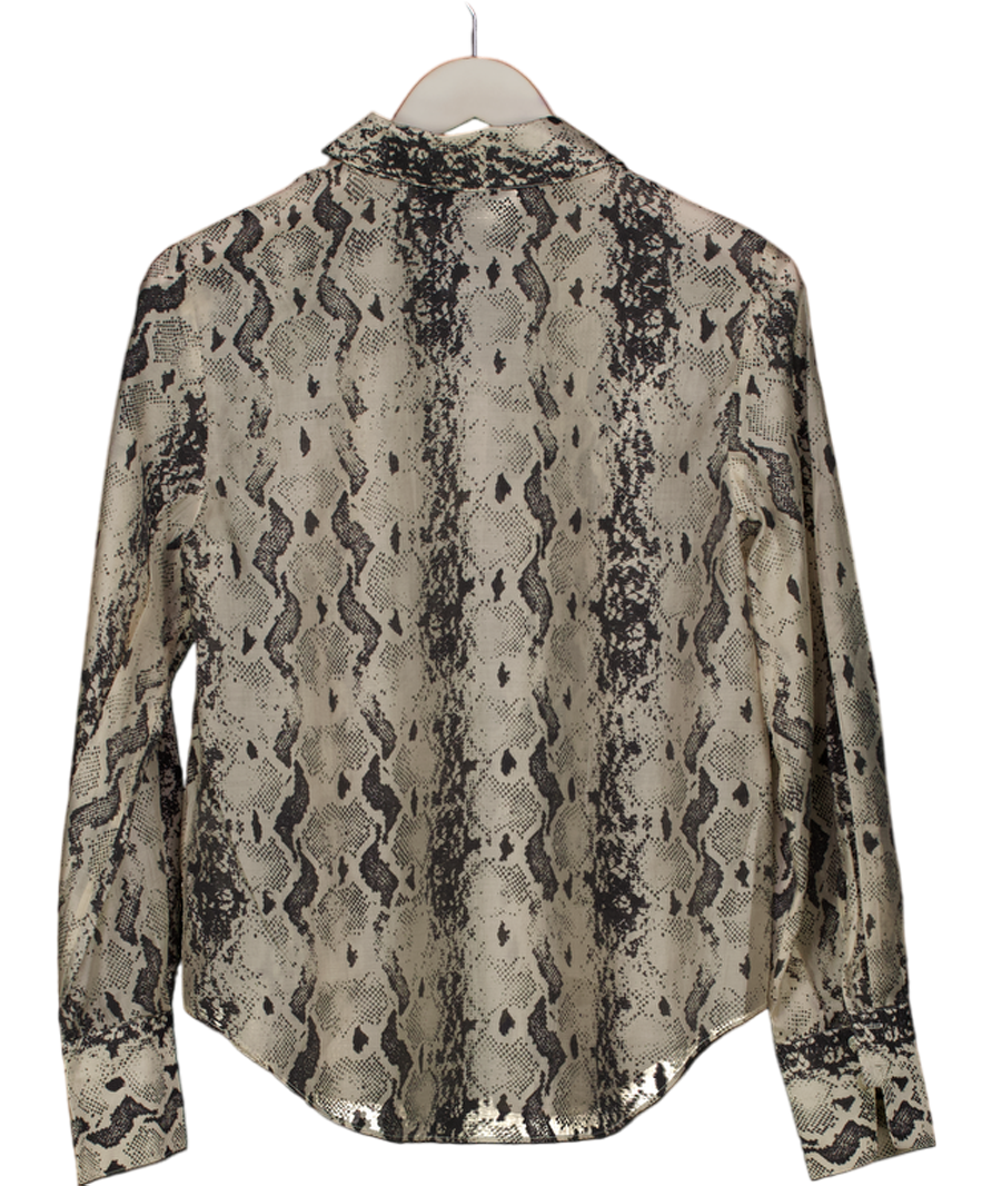 & Other Stories Beige Lyocell Blend Snake Print Shirt UK 8