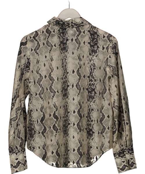 & Other Stories Beige Lyocell Blend Snake Print Shirt UK 8