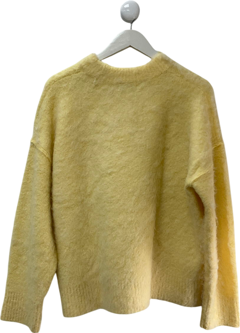 Topshop Yellow Knitted Fluffy Relaxed Jumper In Buttermilk UK M
