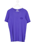 Christian Dior Blue Cotton CD Embroidered Logo T-shirt UK M
