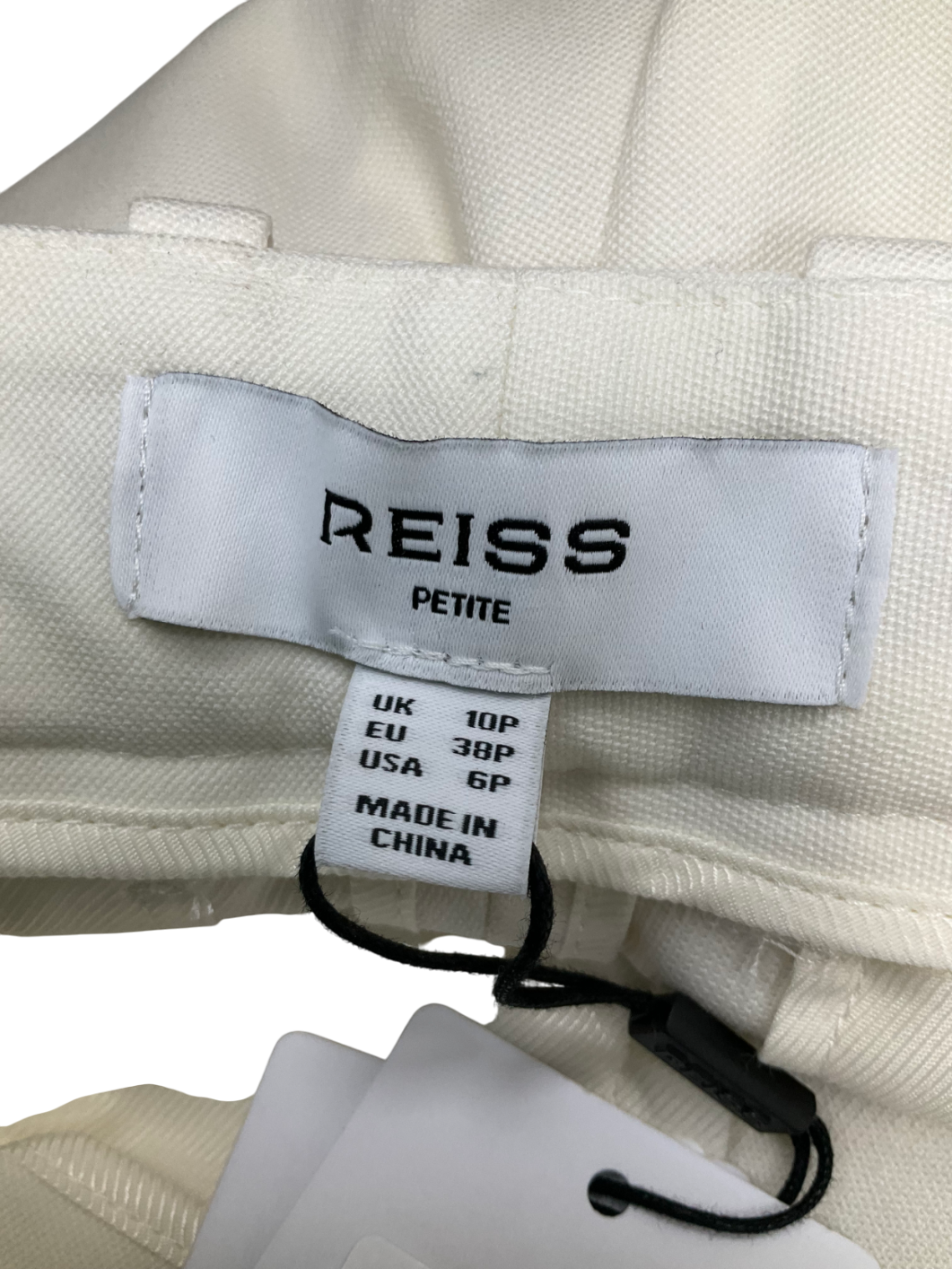 REISS Cream Leanna Tux Wide Leg Trousers - Petite Length UK 10