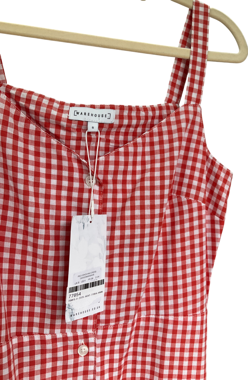 Warehouse Red Gingham maxi Dress UK 8