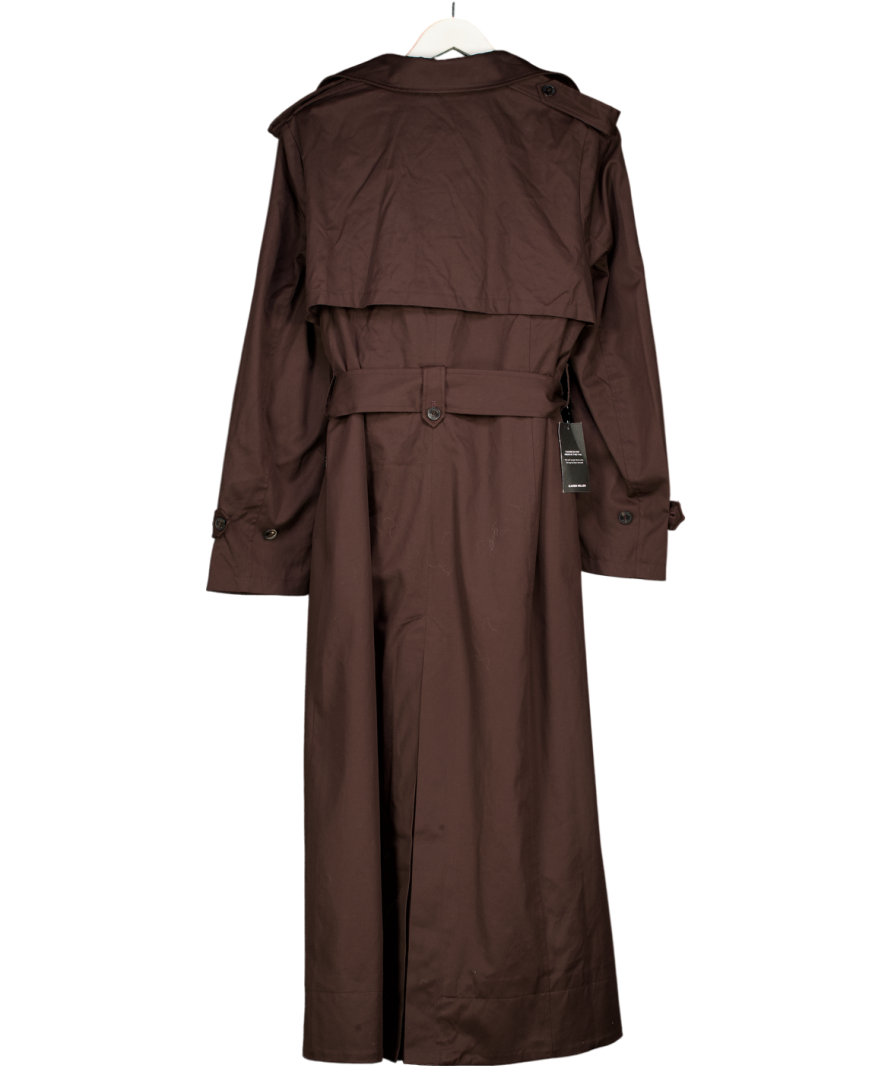 Karen Millen Brown Chocolate Tailored Maxi Trench Coat UK 12